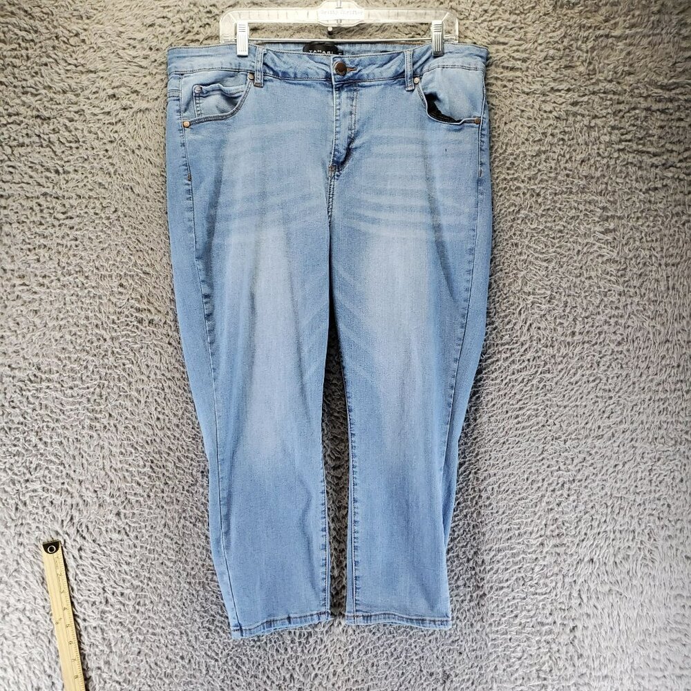 Tahari Jeans Womens 20W Blue Mid-Rise Capri Hannah Style Stretch Denim